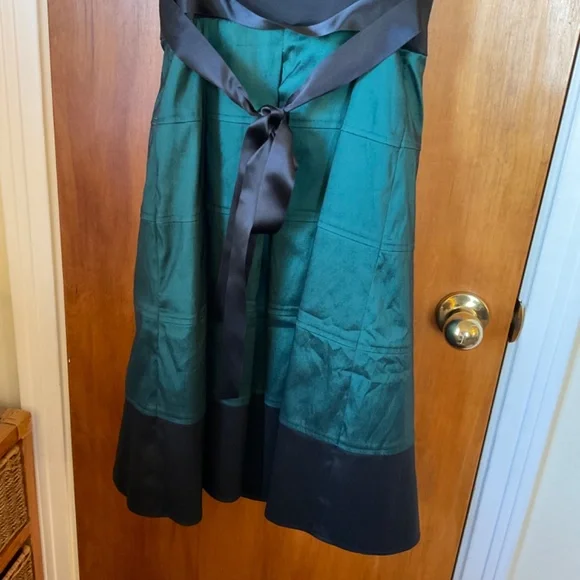 OC by Oleg Cassini Dark Green Black Spaghetti Strap Dress Sz 4 Lined Sequined - Picture 6 of 16